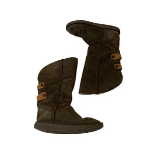 Emu Mid-calf Zoe Boots Size W8 Chocolate Brown 100% Merino Wool Lining Suede